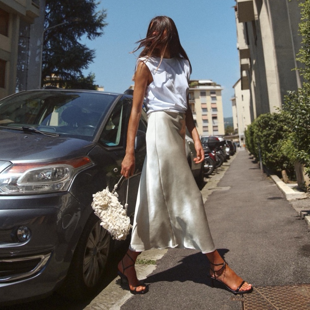Zara silk skirt white tank dress never worn